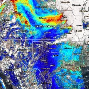 Map showing cloud and air stream movements.