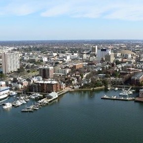 View of a city from above.